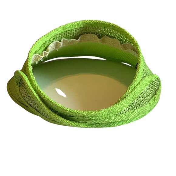 Olé America Green Woven Sun Visor Hat 100% Natural Fiber Hook Loop Close Travel - Picture 3 of 4